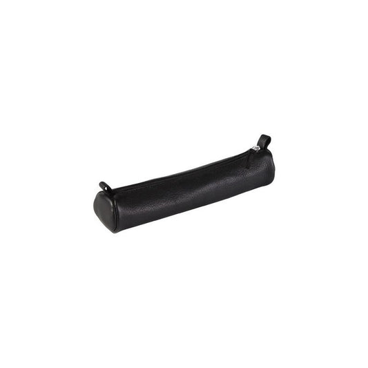 Clairefontaine Trousse ronde, cuir noir vieilli
