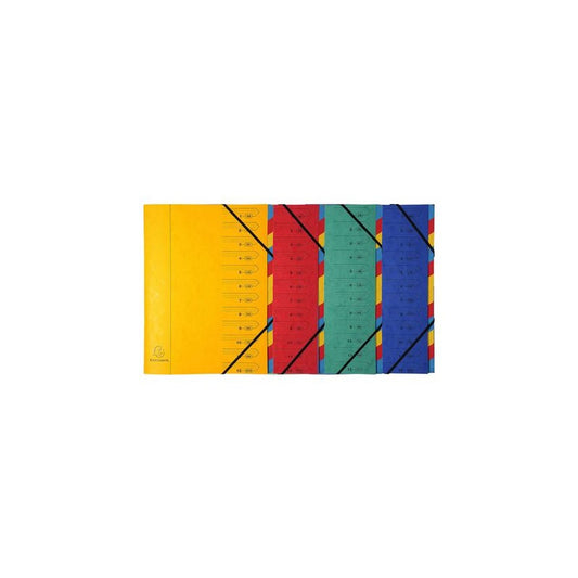 EXACOMPTA Trieur, A4, carton, 12 compartiments, rouge