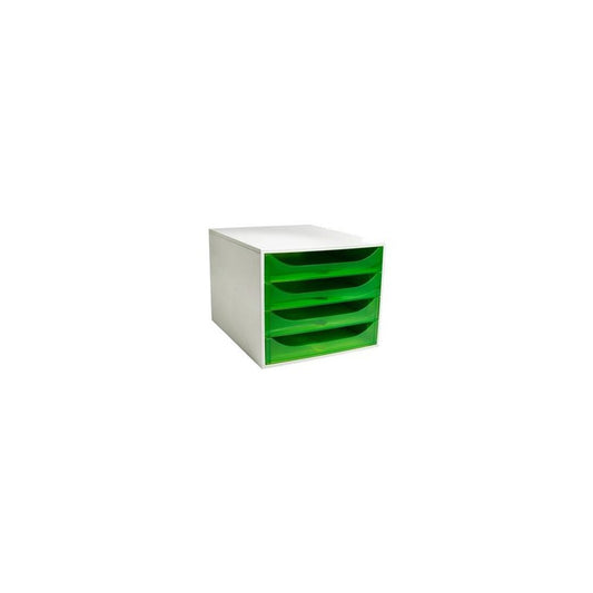 EXACOMPTA Module de classement ECOBOX, 4 tiroirs, vert pomme