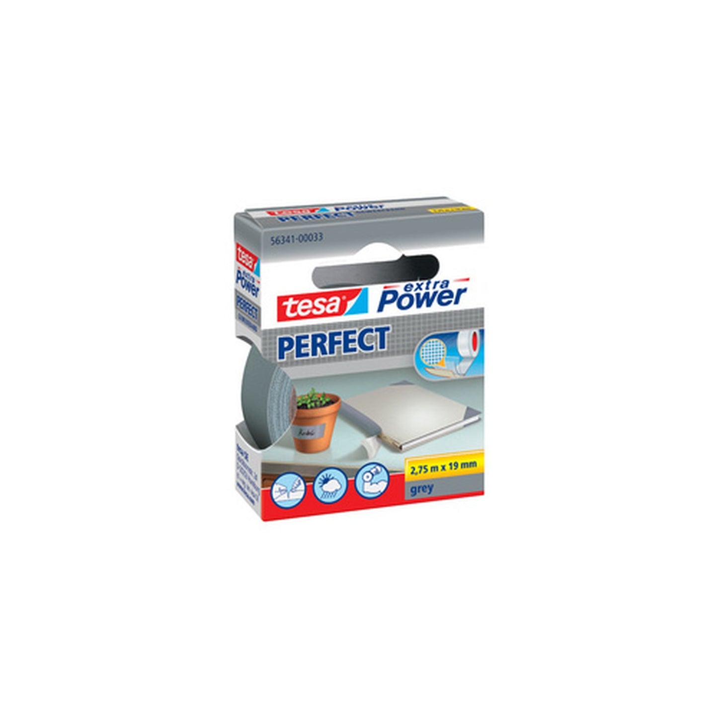 tesa Ruban adhésif toilé, 38 mm x 2,75 m, gris