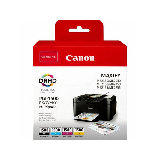 Cartouches d'origines Canon 9218B005 / PGI-1500 BKCMY - multipack 4 couleurs : noire, cyan, magenta, jaune