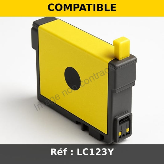 Cartouche Jet d'encre Compatible BROTHER LC123Y YELLOW (600 pages)pour imprimante Brother MFC J6720