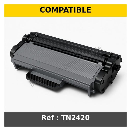 Cartouche Laser Compatible BROTHER TN2420 Noir Haute Capacité (3 000 pages)