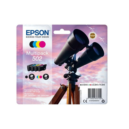 Cartouches d'origines Epson C13T02V64020 / 502 - multipack 4 couleurs : noire, cyan, magenta, jaune