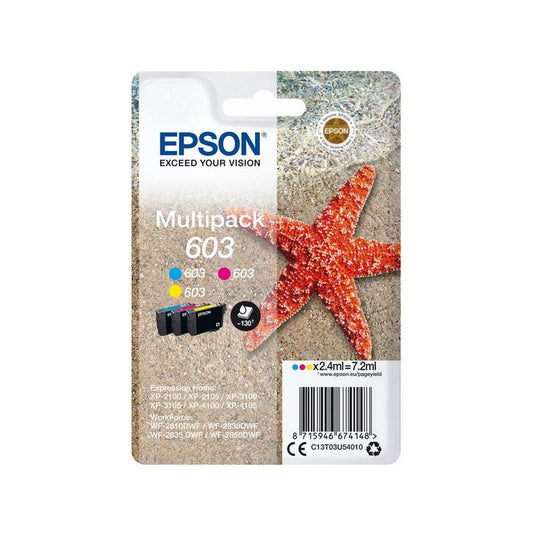 Cartouches d'origines Epson C13T03U54020 / 603 - multipack 3 couleurs : cyan, magenta, jaune