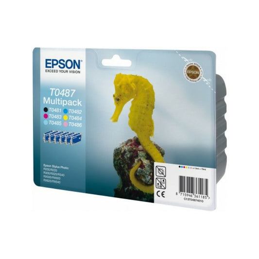 Cartouches d'origines Epson C13T04874010 / T0487 - multipack 6 couleurs : noire, cyan, magenta, jaune