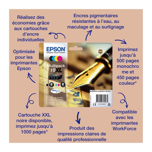 Cartouche d'origine Epson C13T16314012 / 16XL - noire