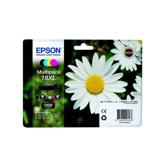 Cartouches d'origines Epson C13T18164012 / 18XL - multipack 4 couleurs : noire, cyan, magenta, jaune