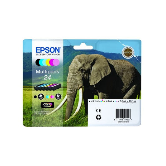 Cartouches d'origines Epson C13T24284011 / 24 - multipack 6 couleurs : noire, cyan, magenta, jaune