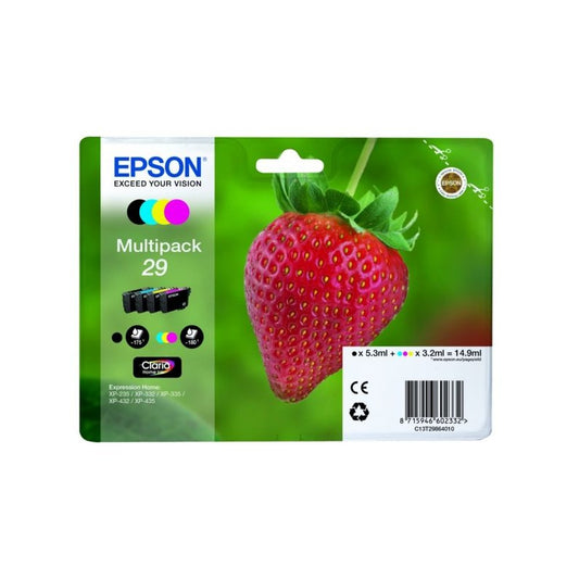 Cartouches d'origines Epson C13T29864010 / 29 - multipack 4 couleurs : noire, cyan, magenta, jaune