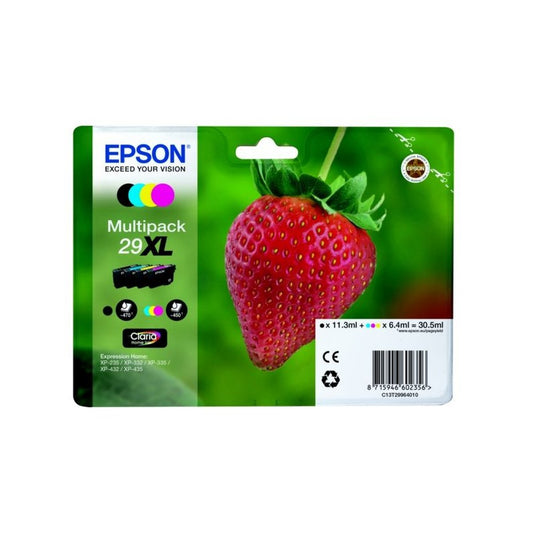 Cartouches d'origines Epson C13T29964010 / 29XL - multipack 4 couleurs : noire, cyan, magenta, jaune