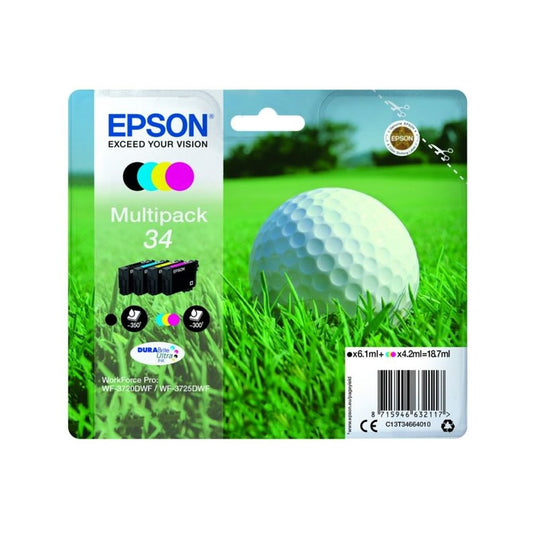 Cartouches d'origines Epson C13T34664010 / 34 - multipack 4 couleurs : noire, cyan, magenta, jaune