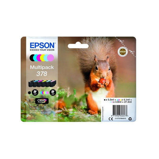 Cartouches d'origines Epson C13T37884010 / 378 - multipack 6 couleurs : noire, cyan, magenta, jaune