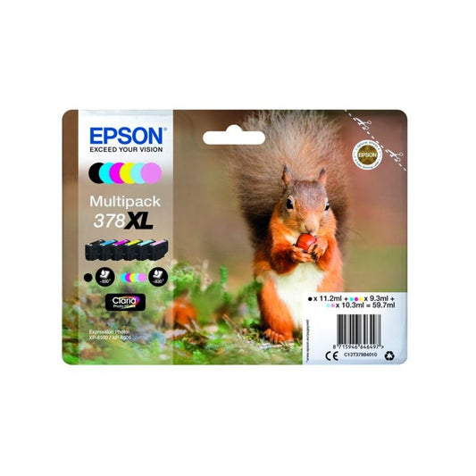 Cartouches d'origines Epson C13T37984020 / 378XL - multipack 6 couleurs : noire, cyan, magenta, jaune