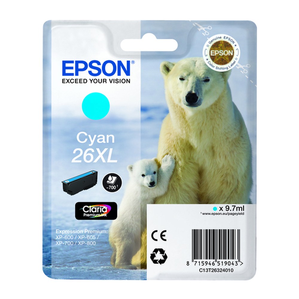 Cartouche compatible premium Epson C13T26324010 / 26XL - cyan