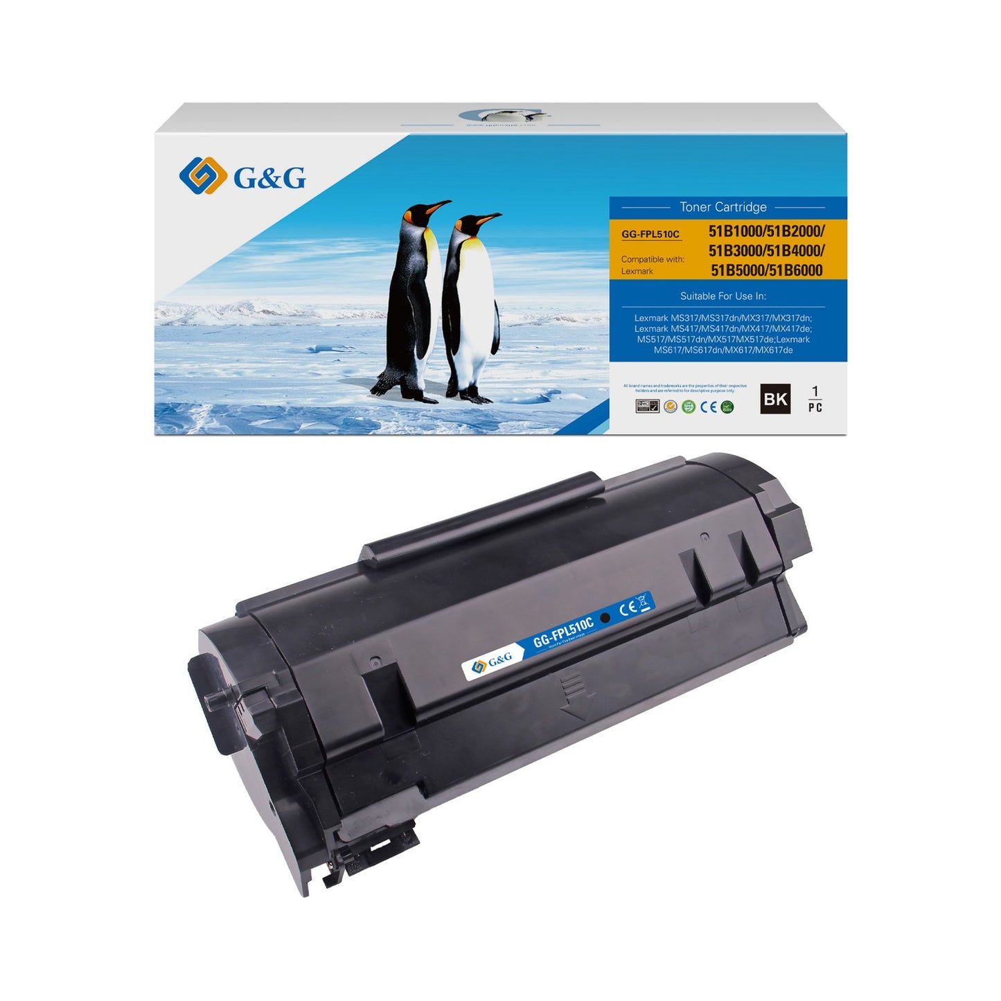 Toner compatible premium Lexmark 51B2000 - noir