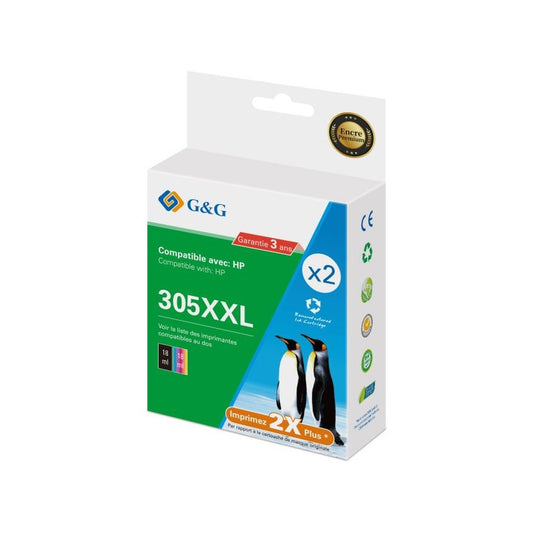 Cartouches compatibles premiums HP 6ZA94AE / 305XXL - multipack 2 couleurs : noire, multicouleur