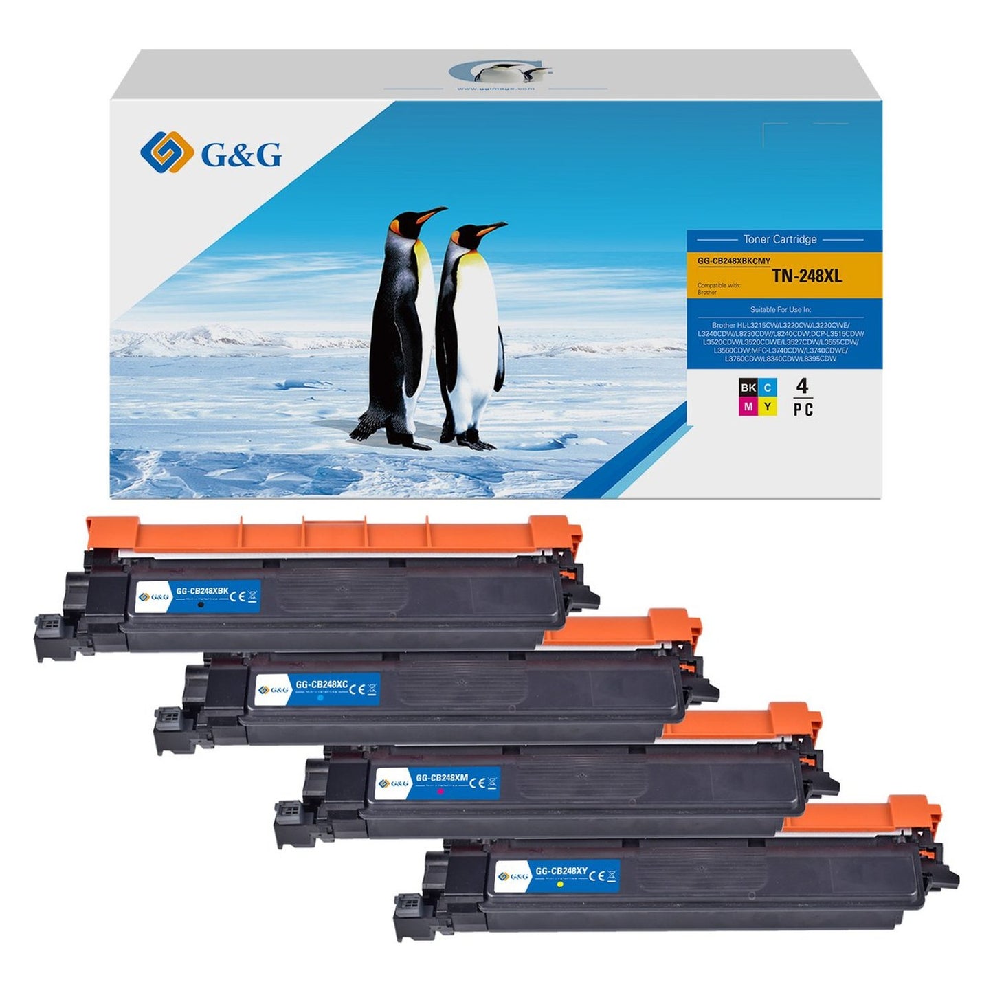 Toners compatibles premiums Brother TN248CMYK - multipack 4 couleurs : noir, cyan, magenta, jaune