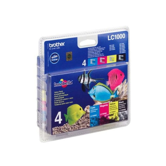 Cartouches d'origines Brother LC1000VALBPDR - multipack 4 couleurs : noire, cyan, magenta, jaune