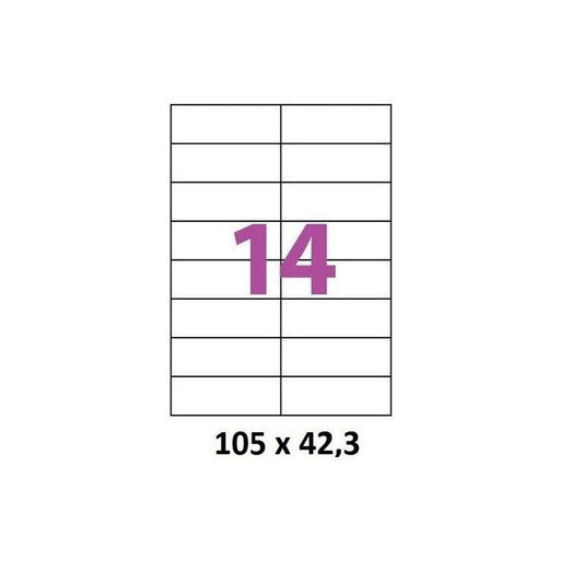 Etiquettes Adhésives Autocollantes 14 par page - 100 pages A4