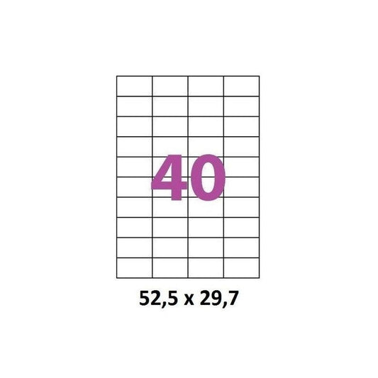Etiquettes Adhésives Autocollantes 40 par page - 100 pages A4