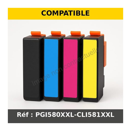Compatibles Canon PGI580XXL-CLI581XXL - Cartouches d'encre Multipack 5 cartouches (PGI-580XXL + CLI-581XX BKCMY)