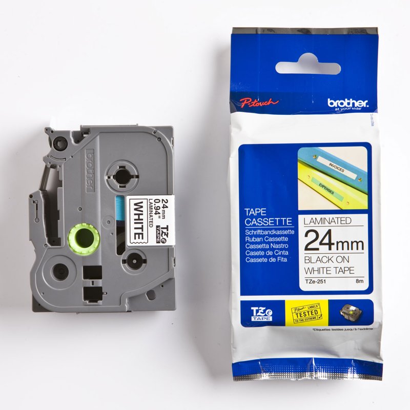 Ruban cassette d'origine Brother TZE251CIV - noir, blanc