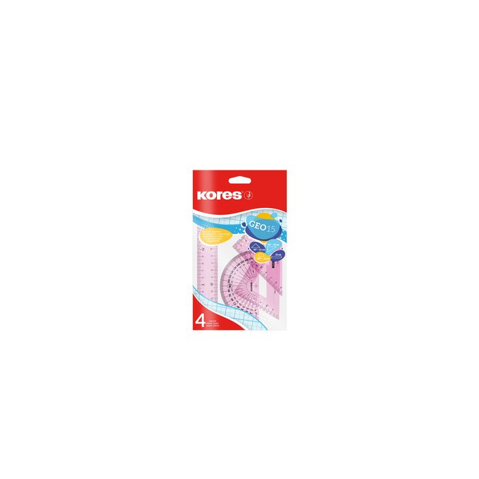 Kores Kit de géometrie GEO15, 4 pièces, assorti