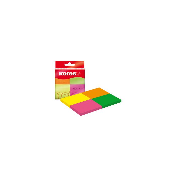 Kores Note adhésive "Multicolour", 40 x 50 mm, couleurs fluo