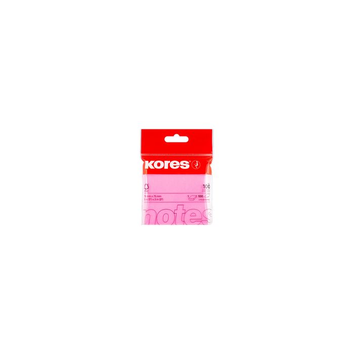 Kores Note adhésive "NEON", 75 x 75 mm, uni, rose fluo