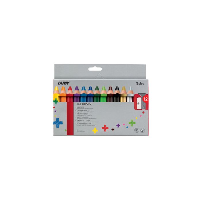 LAMY Crayon de couleur 3-en-1 3plus, étui carton de 12