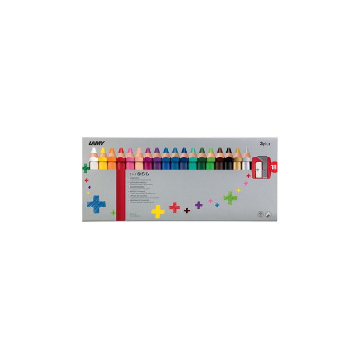 LAMY Crayon de couleur 3-en-1 3plus, étui carton de 18