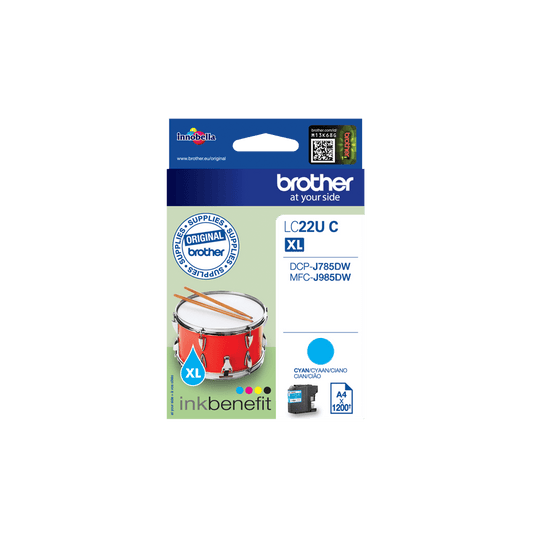 Cartouche d'encre de marque Brother LC22UC CYAN capacité (1 200 pages)