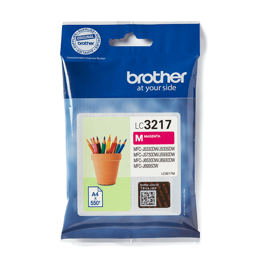 Cartouche d'encre de marque Brother LC3217M Magenta (550 pages) pour imprimante Brother MFC J5335DW