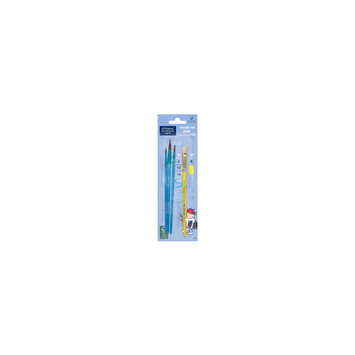 LEFRANC BOURGEOIS Lot de 3 pinceaux Pony + 1 brosse