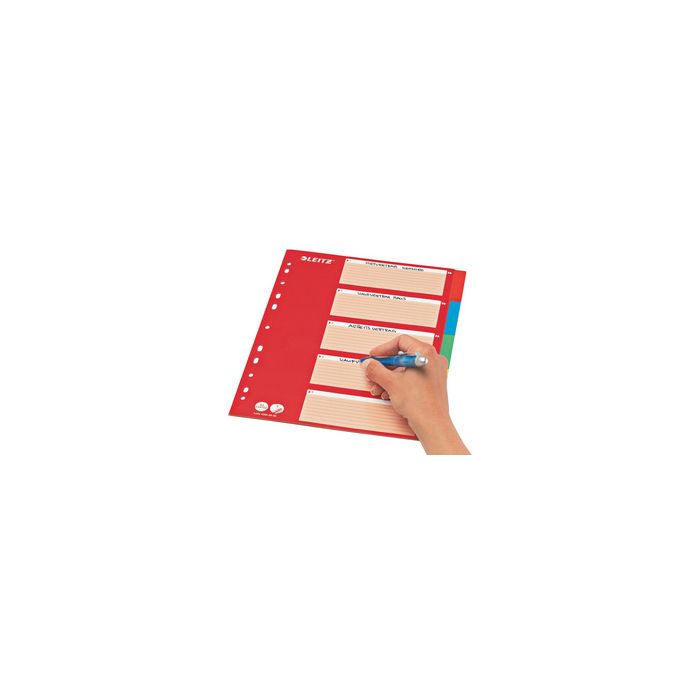 LEITZ Intercalaires en carton, blanc, A4, 5 positions,