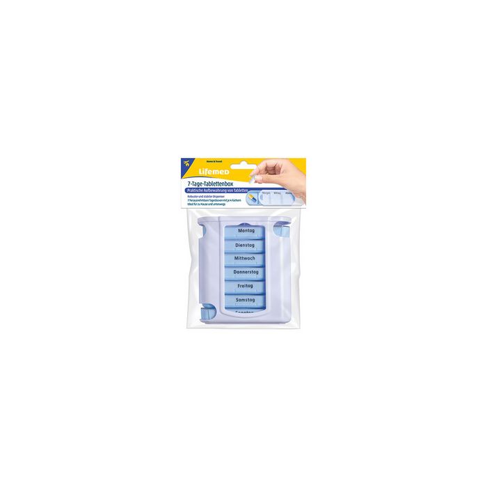 Lifemed 7-Tage-Tablettenbox, Kunststoff, weiß / blau