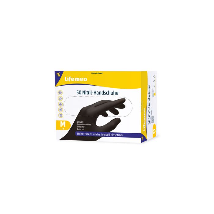 Lifemed Gant en nitrile, noir, sans poudre, taille S