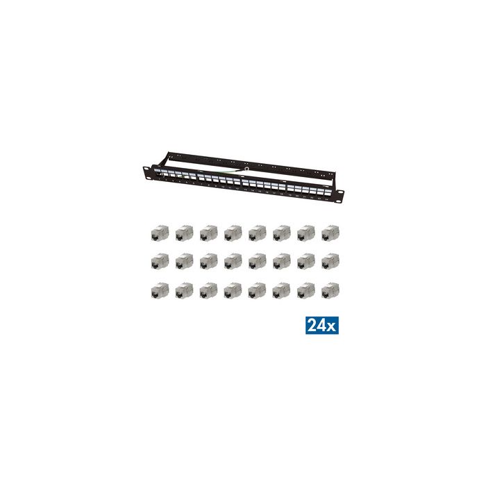 LogiLink 19" Modular Keystone Patch Panel EconLine, 24 Port