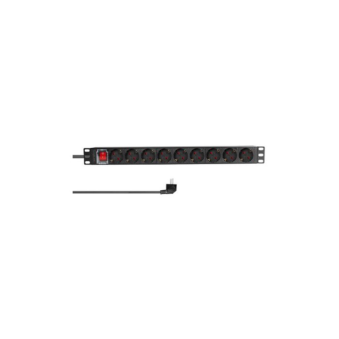 LogiLink 19" Steckdosenleiste, 9-fach, mit Schalter, schwarz
