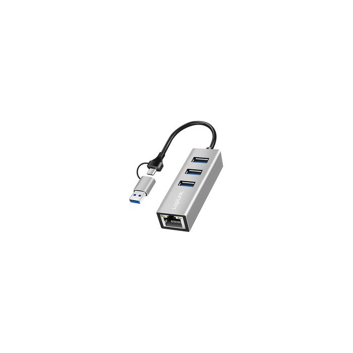 LogiLink Adaptateur USB 3.2 - Gigabit Ethernet, 3 ports USB
