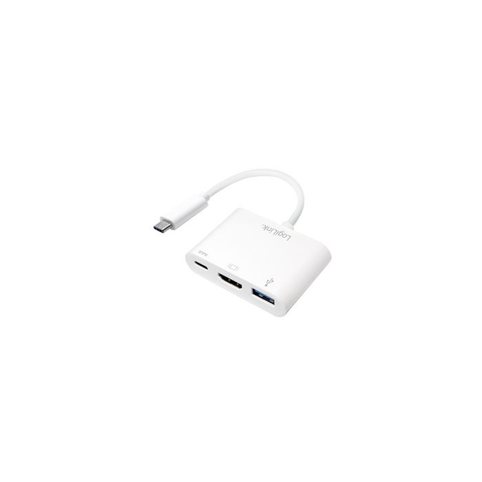 LogiLink Adaptateur multiport, USB-C - HDMI, blanc