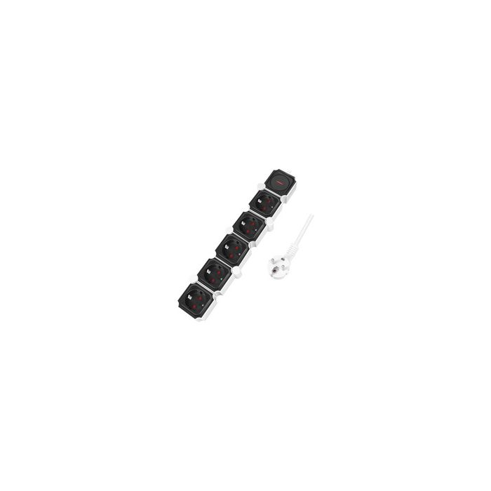 LogiLink Bloc multiprises flexible, 5 prises, noir/blanc