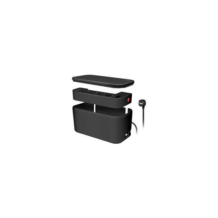 LogiLink Boîtier de câbles avec multiprise, 5 prises, noir