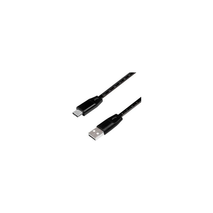 LogiLink Câble USB 2.0 avec règle, USB-A - USB-C mâle, noir