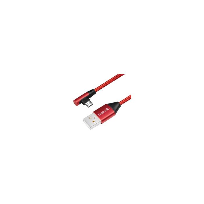 LogiLink Câble USB 2.0, USB-A - Micro USB, 0,3 m, rouge