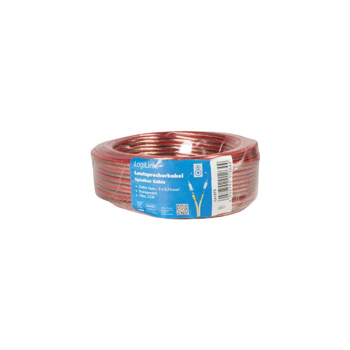 LogiLink Câble pour haut-parleurs, 2 x 0,75 mm2, 25 m