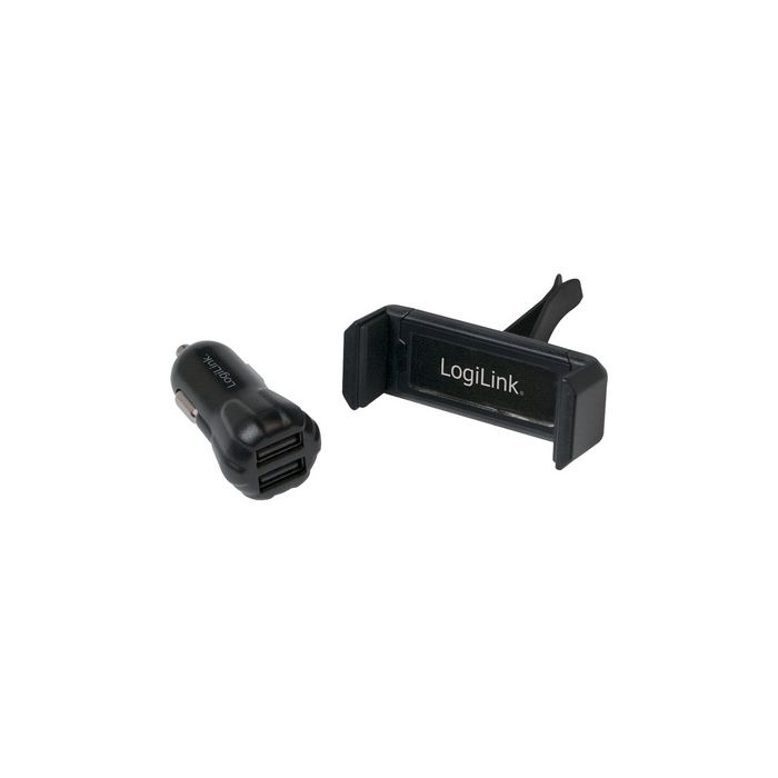 LogiLink Chargeur USB allume-cigare + support de smartphones