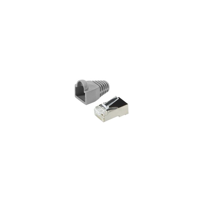 LogiLink Connecteur mâle RJ45, Cat.5e, gris, avec manchon de