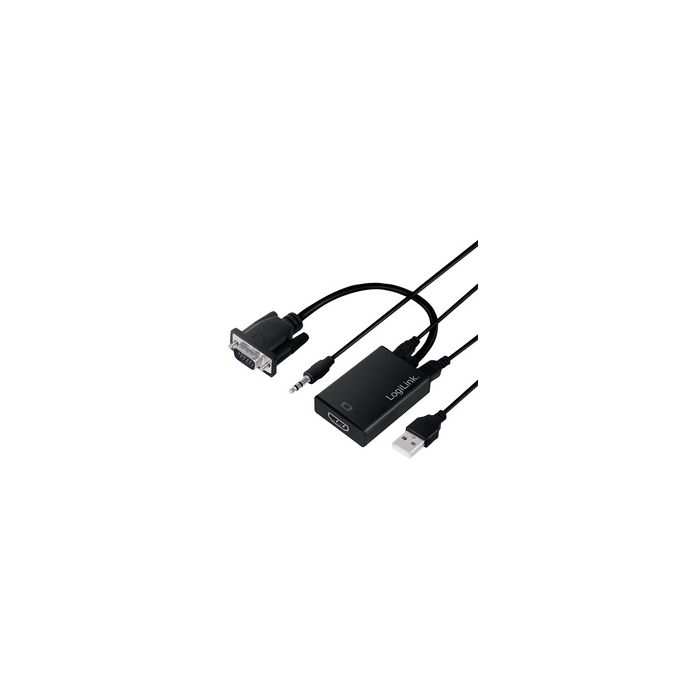 LogiLink Convertisseur VGA vers HDMI, 0,2 m, noir